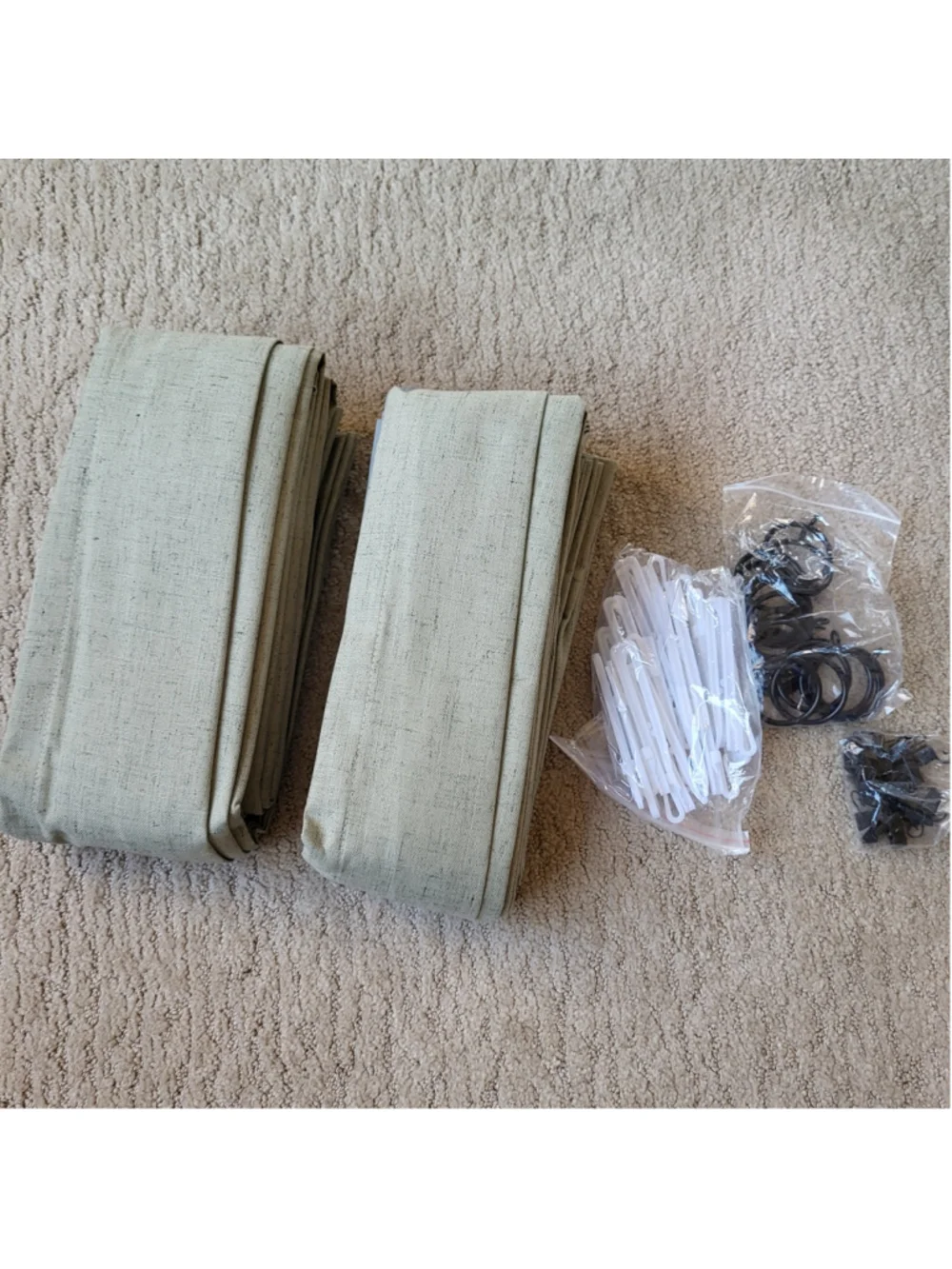 Sage Green Pinch Pleat Lined Curtains - 52x90 - Back Tab - 2 Panels - NIP